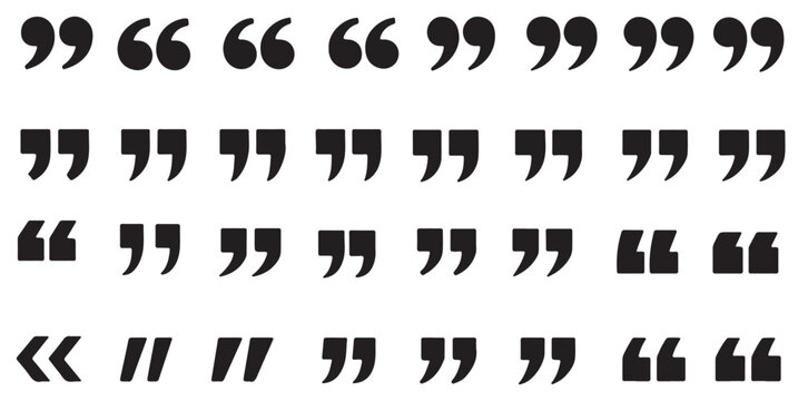 Set of quote mark icons isolated on white background. Quotation marks .Black quotes icon collection