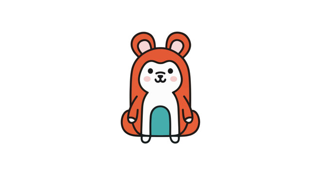 Cartoon rabbit in orange hood.