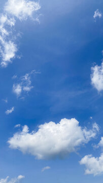 Stunning blue sky featuring prominent fluffy white clouds under bright daylight