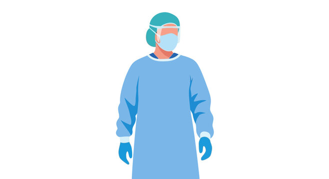 Medical professional in protective gear.