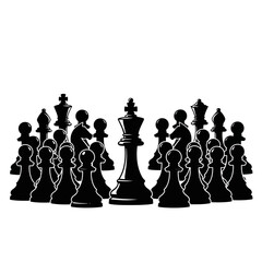 Black Chess Pieces on White Background. © Misha_Naila