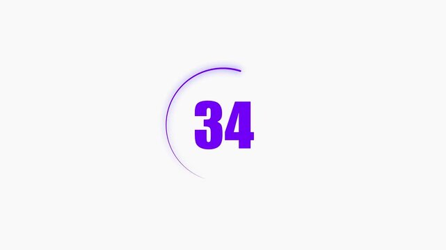 39 seconds countdown timer black color circle animation with transparent white background. Abstract beautiful countdown icon blue from 39 seconds to 0 seconds. 