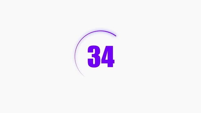 38 seconds countdown timer black color circle animation with transparent white background. Abstract beautiful countdown icon blue from 38 seconds to 0 seconds. 