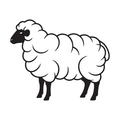Obraz premium Sheep vector illustration with black face and fluffy wool. Ideal for farm branding, livestock logos, and agricultural design projects