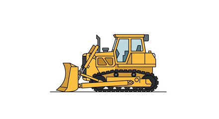 Yellow Bulldozer Construction Equipment Machine. © angga