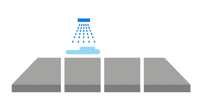 Water drops falling on gray tiles.