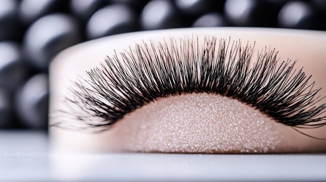 Lash separation macro close-up artificial eyelashes individual lash application technique perfect spacing curl pattern professional cosmetic photography
