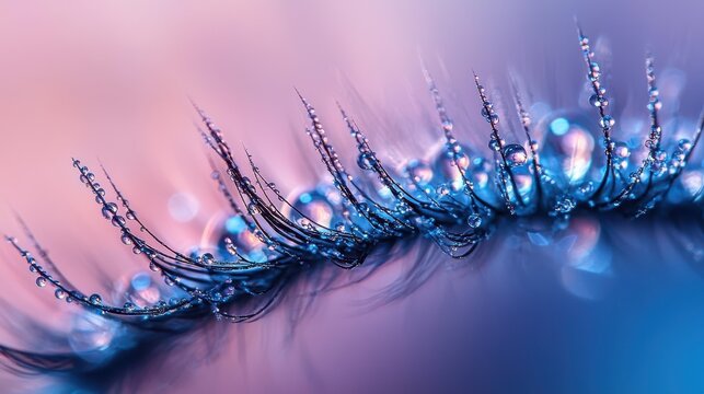 Lash tip texture artistic macro shot eyelash strands moisture beads prism effects dramatic lighting natural curves professional photography