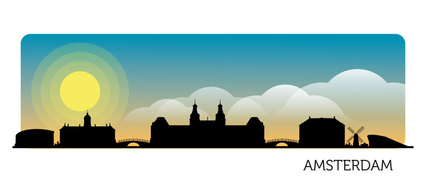 Silhouette amsterdam skyline design