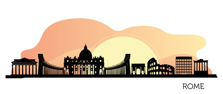 Elegant rome skyline illustration