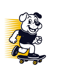 Fototapeta premium Playful cartoon dog skateboarding design