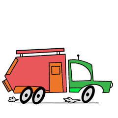 Naklejka premium Quirky illustrated truck design with vibrant colors for kids' apparel