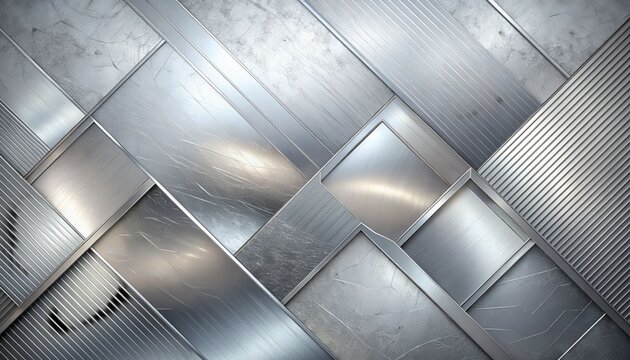 3D panoramic silver metallic background, modern geometric gradient digital technology wallpaper, luxurious patterned website banner, high-quality ultra-realistic matte texture.