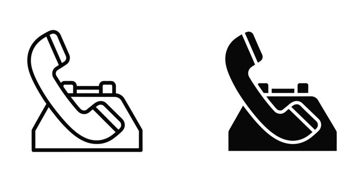 Modern telephone icons in black and white vector style