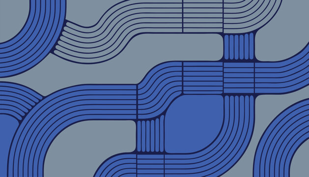 Blue Technical Pipeline and Circuit Board Map Pattern Background