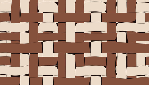 Traditional Brown Bamboo Weave Natural Rattan Wicker Pattern