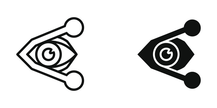 Minimalist eye with stylized eyelashes and spiral iris vector icon
