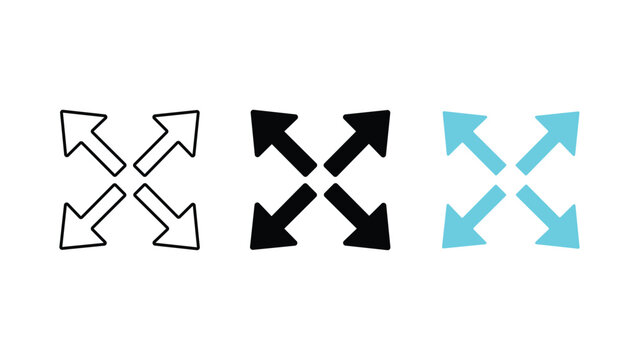 Expand arrows icon set full screen maximize zoom out symbol vector illustration