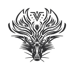 Fototapeta premium Stylized animal emblem with tribal elements design