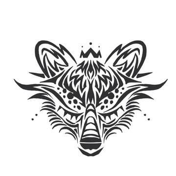 Intricate tribal wolf face artwork design