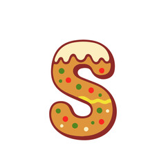 Fototapeta premium Decorative gingerbread letter s design for festive apparel