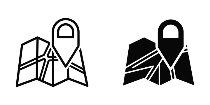 Broken map pin icon with location marker