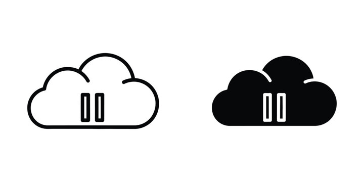 Minimal cloud icon with vertical bars in black and white versions