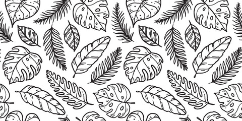 Tropical palm leaves seamless pattern. Vector illustration leaves of palm. Jungle pattern. Print on cloth template. Beautiful design for textiles. © DiViArts
