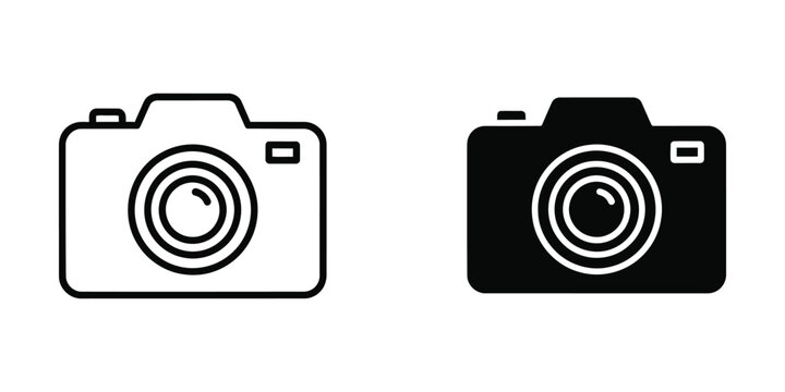 Minimalist camera icon in black and white outline style