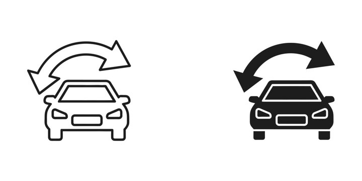 Car reversing with circular arrows icon