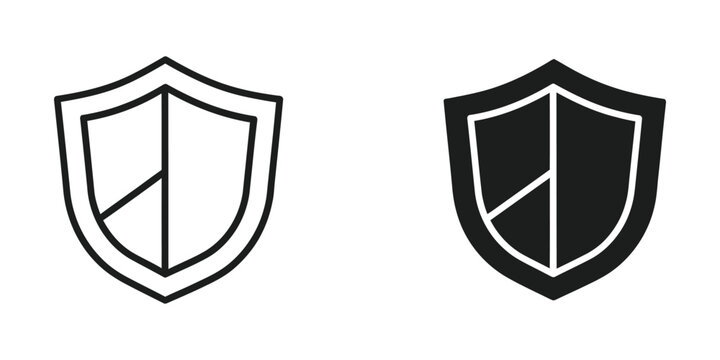 Modern shield icon with cross design in two styles