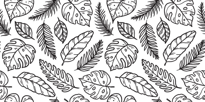 Tropical palm leaves seamless pattern. Vector illustration leaves of palm. Jungle pattern. Print on cloth template. Beautiful design for textiles.