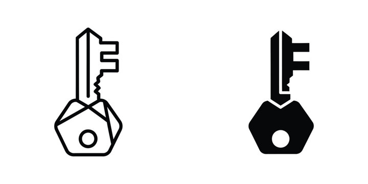 Minimalist key and padlock icon set in black and white