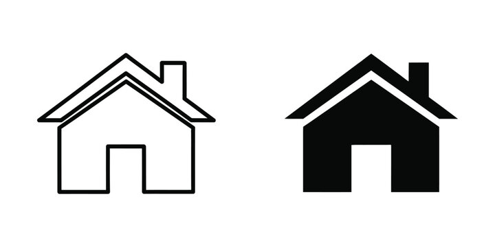 Simple house icons in black and white outline style