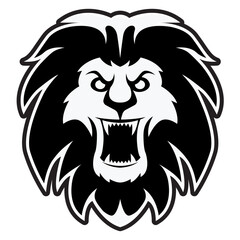 Fototapeta premium Aggressive lion face illustration design