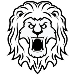 Obraz premium Majestic lion face illustration with fierce expression t-shirt design