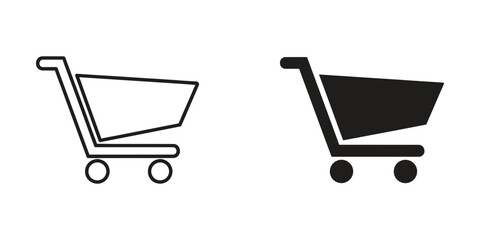 Black and white shopping cart icons side by side comparison © MSTSALEHA