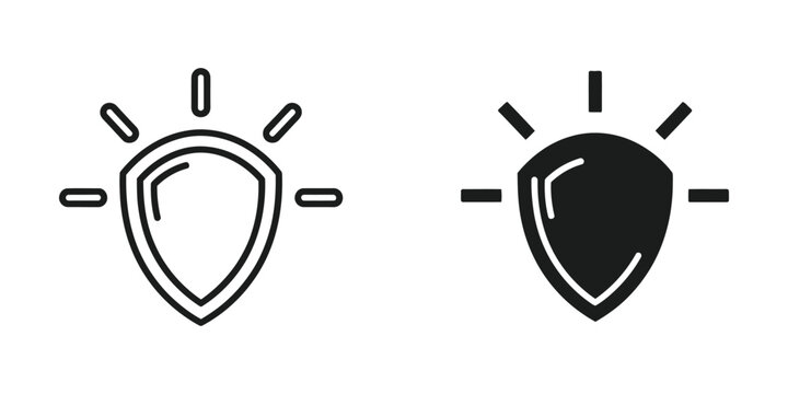 Light bulb icon with on and off states in shield shape