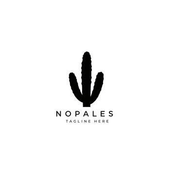 Nopales Cactus Silhouette Logo Icon Vector Illustration for Mexican Food and Desert Plant Branding