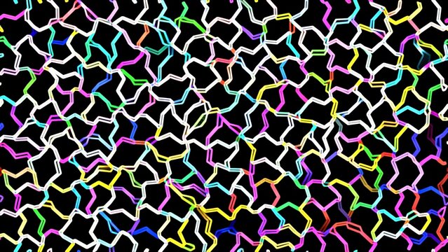 黒背景のカラフルなネオン幾何学ラインパターン