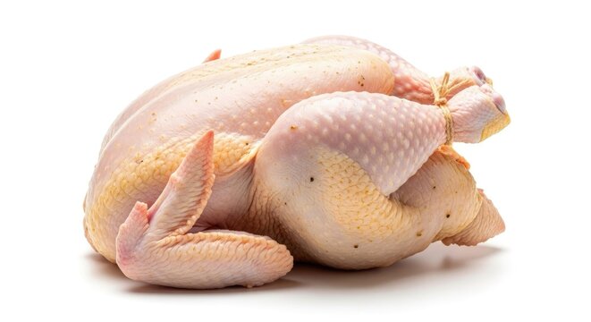 Raw Chicken Ready for Cooking on White Background.