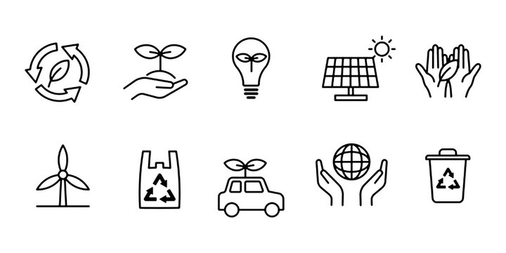 Icon set related to Earth, environment, ecology, and ecology