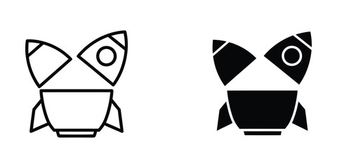 Minimal owl face with rocket ship body vector illustration © parvnstock