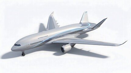 Fototapeta premium Futuristic Passenger Airplane Isolated on Clean White Background – Modern Aviation Transport AI Image