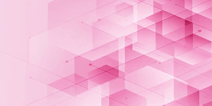 An abstract geometric background features a stylish pink and purple mosaic pattern with 3d cube elements and triangle polygon shapes for a modern vector cover design