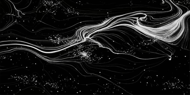 Abstract black and white smoke background with blue light wave curves and winter snow patterns for a holiday decoration vector illustration
