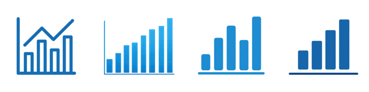 Blue icon graph png in 3d transparent for profit presentation.