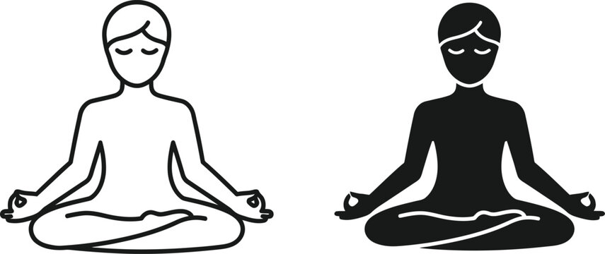 Woman meditating in calm yoga pose illustration Vector