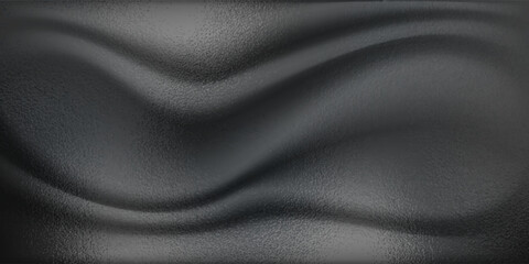 Fototapeta premium Black fabric exhibits the luxurious sheen and soft folds of satin or silk, with gentle highlights and shadows creating a sense of depth and movement