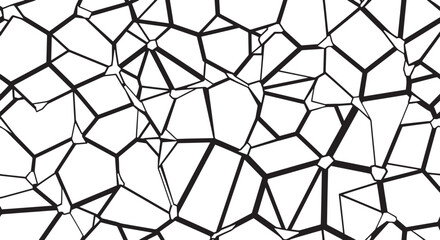 Seamless Abstract Geometric Voronoi Pattern: Monochrome Black and White Irregular Polygonal Mesh Vector Background © RASNA